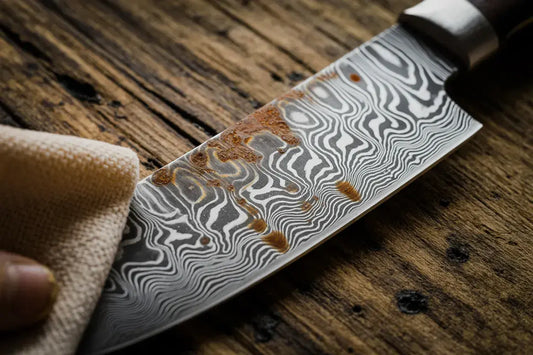 Techniques, conseils et astuces pour enlever la rouille d'un couteau en acier damas