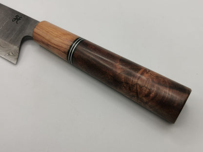 Manche wa japonais bois de rose et olivier liseré noir et blanc couteau Le Meunier