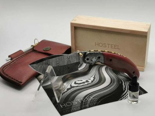 Couteau de Poche en Damas - Le Roussillon Hosteel