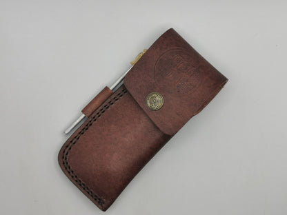 Étui en cuir de vachette cousu main pour couteau pliant Le Luberon – Hosteel Coutellerie