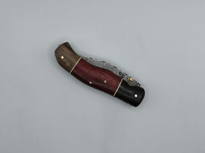 Couteau de poche fermé Le Roucas manche tricolore wengé padouk noyer