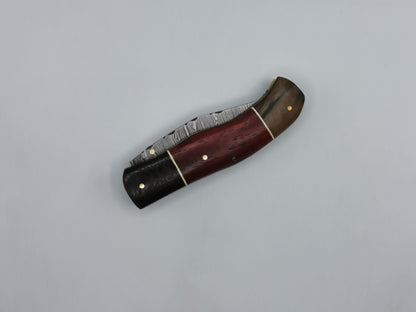 Couteau pliant fermé Le Roucas vue de dessus bois padouk et wengé
